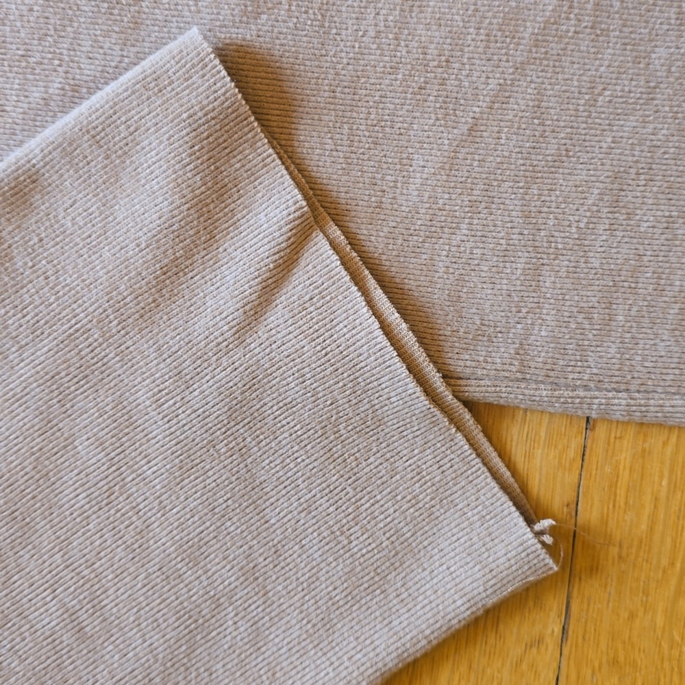 Zara Trafaluc, Camel, Knit Sweater, Boxy, Raw Edges, Flared Sleeve, Size L - Picture 5 of 11